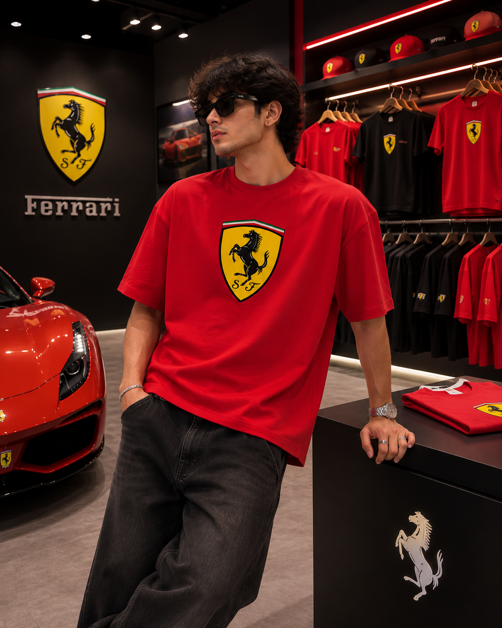 Ferrari Shield Oversized Red T-Shirt