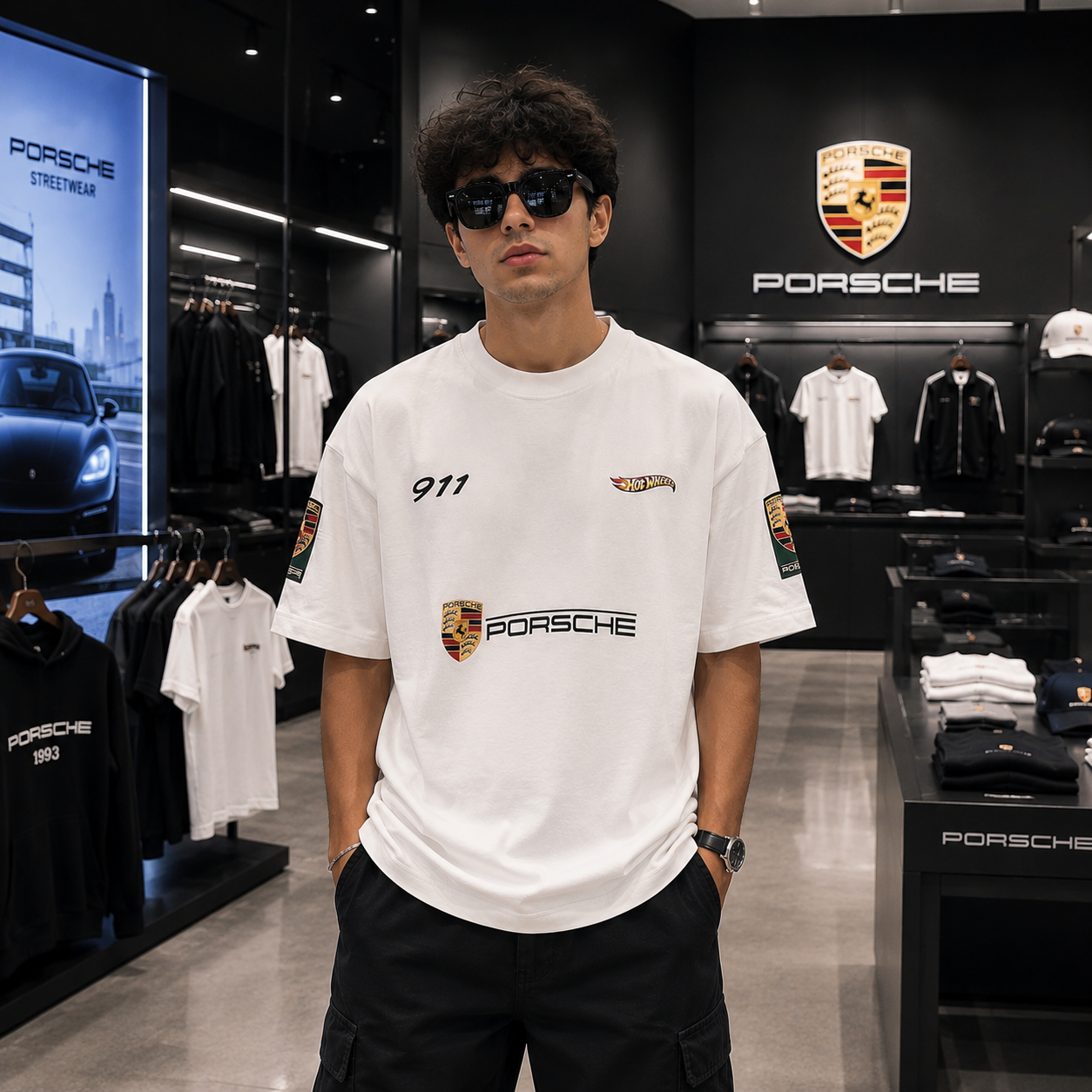 911 Heritage Crest Oversized Tee – White