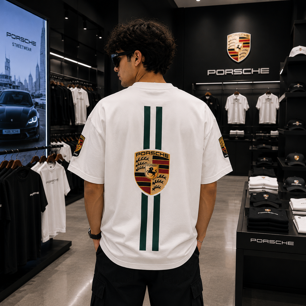 911 Heritage Crest Oversized Tee – White