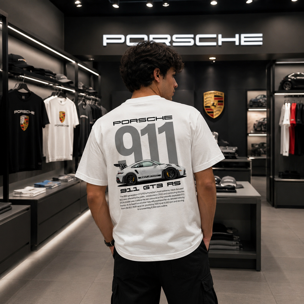 Porsche 911 GT3 RS Oversized T-Shirt – White Edition