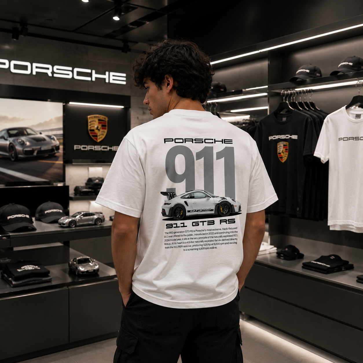 Porsche 911 GT3 RS Oversized T-Shirt – White Edition