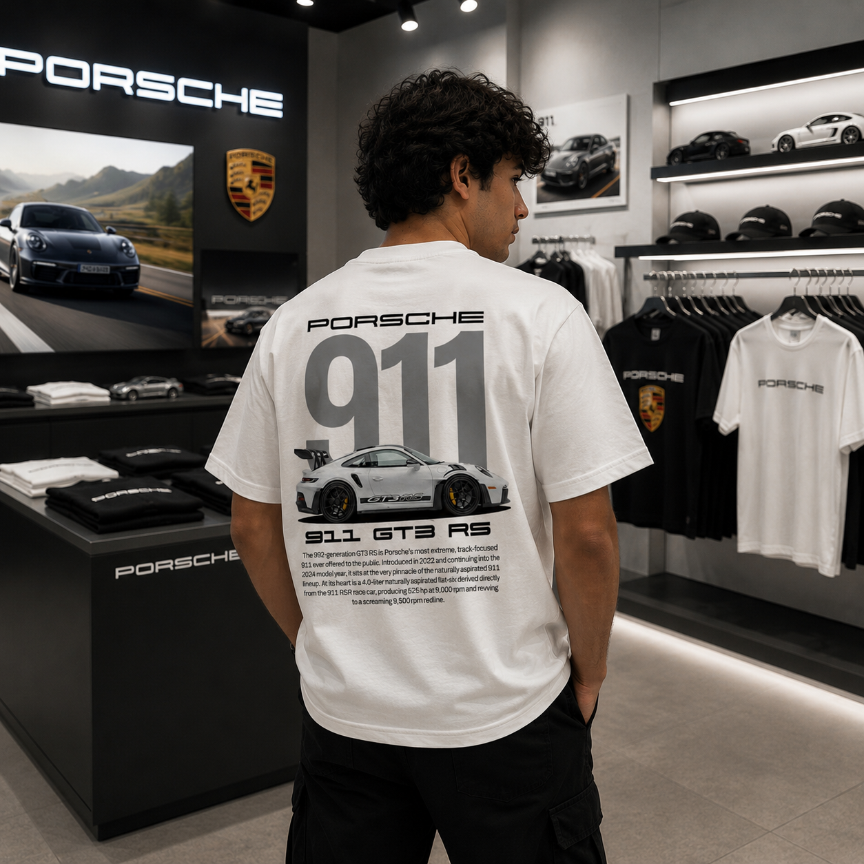 Porsche 911 GT3 RS Oversized T-Shirt – White Edition