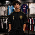 Ronaldo 7 Fan Edition Oversized T-Shirt – Black & Gold Premium Football Streetwear Tee