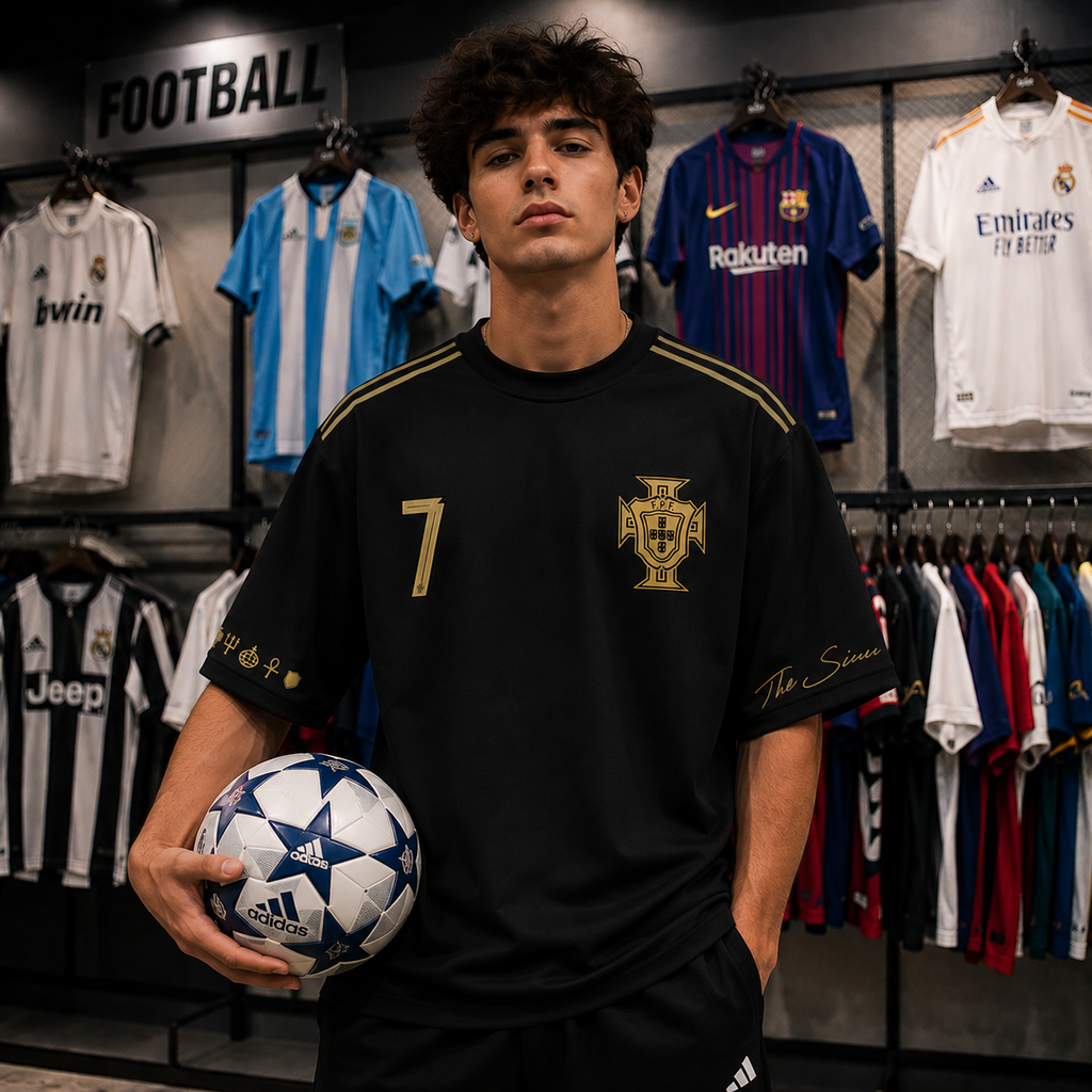 Ronaldo 7 Fan Edition Oversized T-Shirt – Black & Gold Premium Football Streetwear Tee