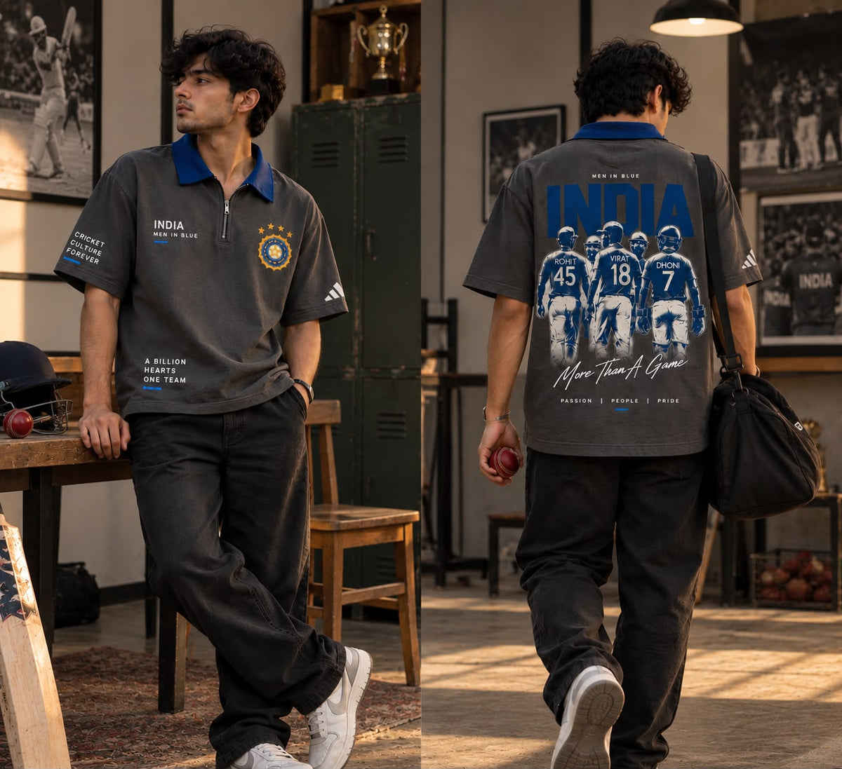 Oversized India Cricket Polo T-Shirt