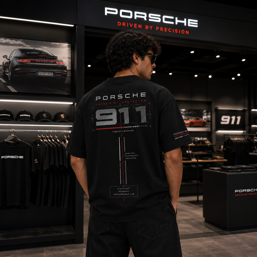 Porsche 911 Oversized Black T-Shirt