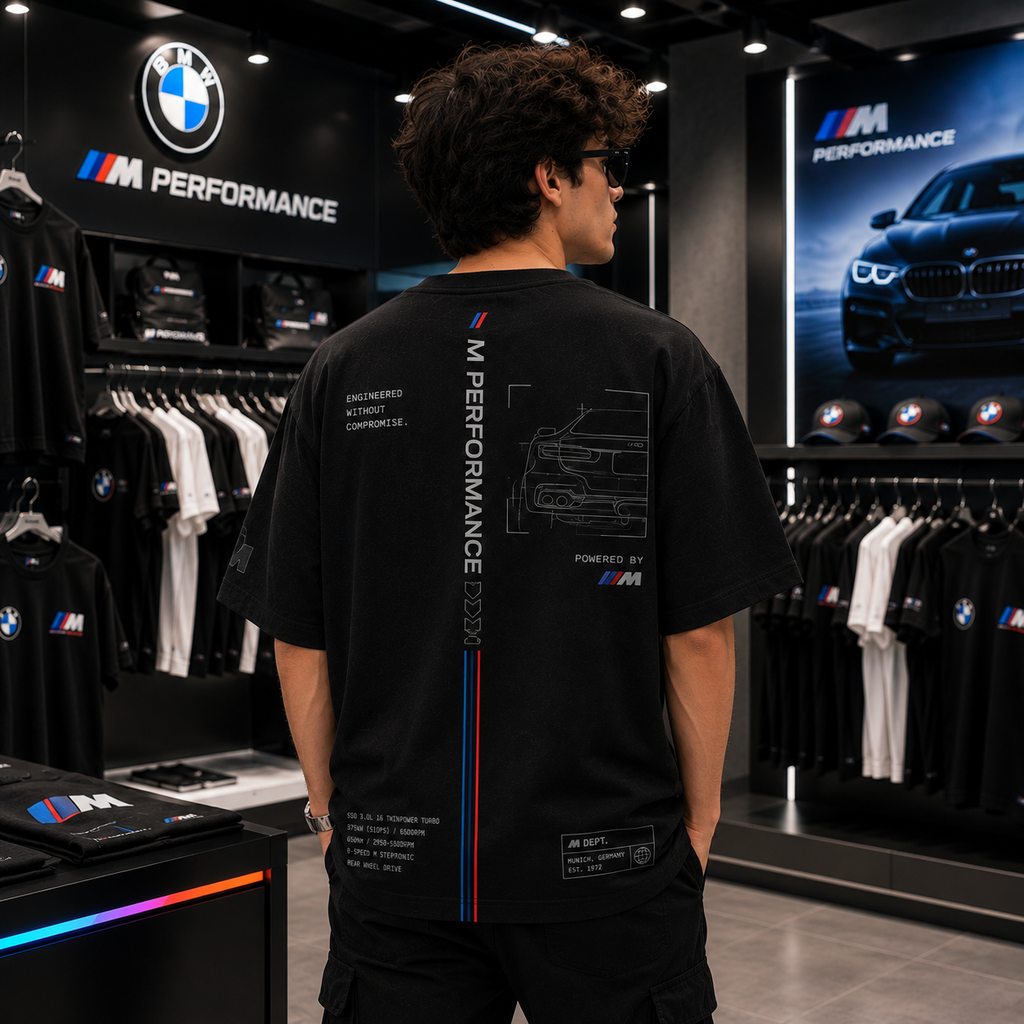 BMW M Performance Blueprint Oversized Black T-Shirt