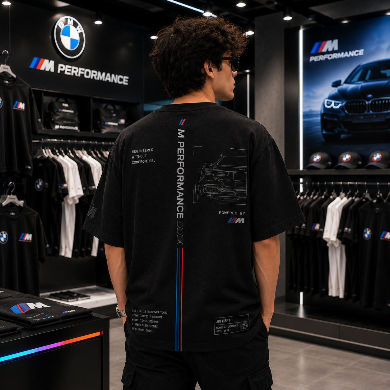 BMW M Performance Blueprint Oversized Black T-Shirt