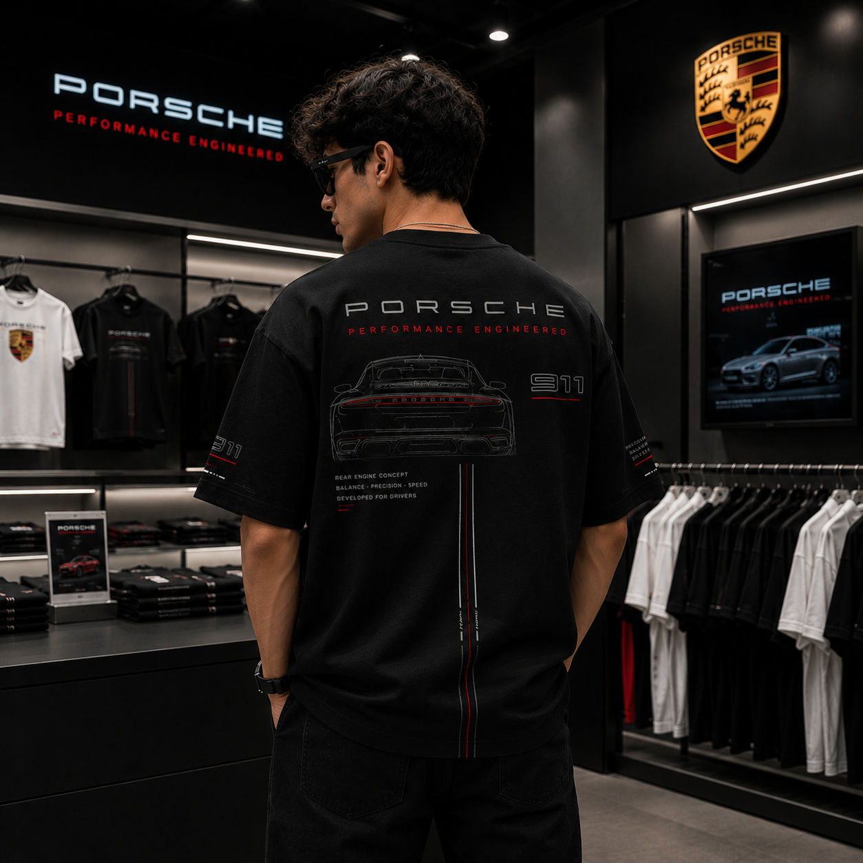Porsche Performance Engineered Oversized Black T-Shirt