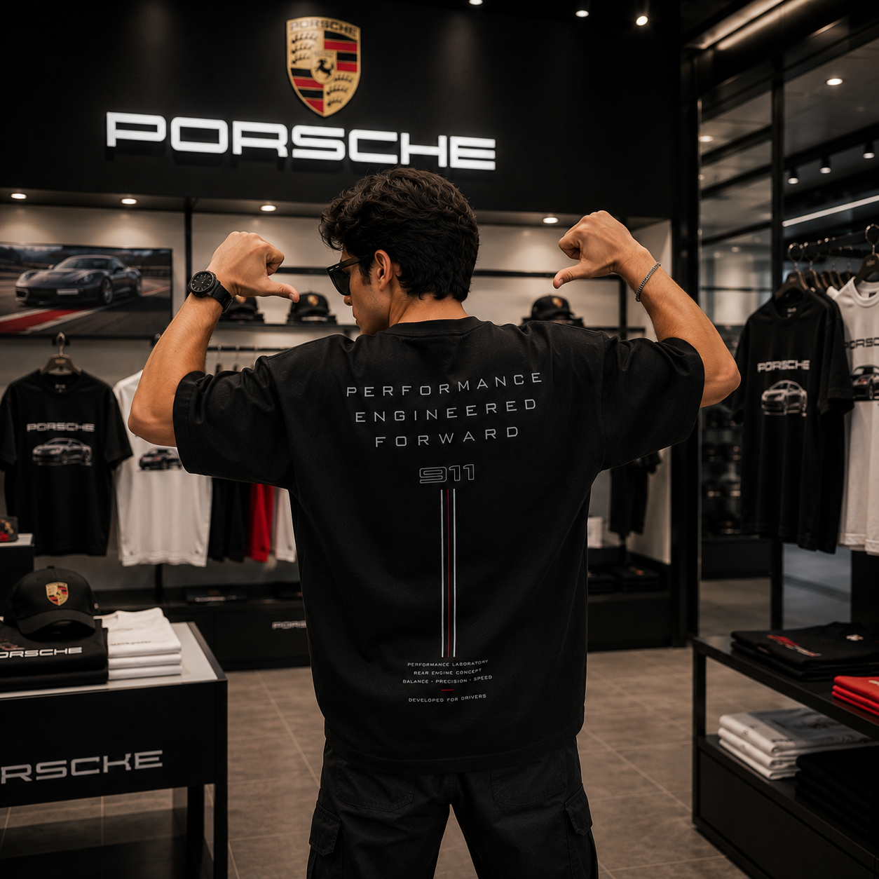 Porsche Motorsport Oversized Black T-Shirt