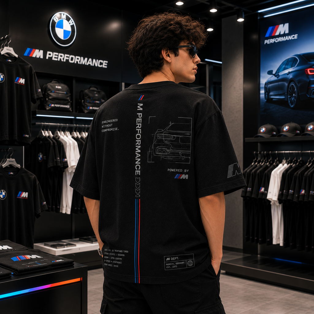 BMW M Performance Blueprint Oversized Black T-Shirt