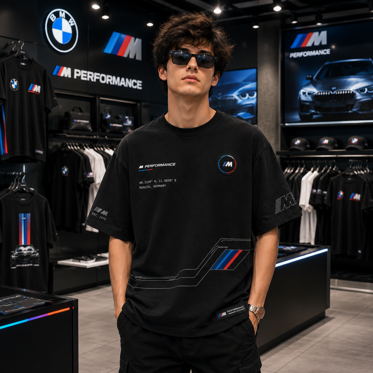 BMW M Performance Blueprint Oversized Black T-Shirt