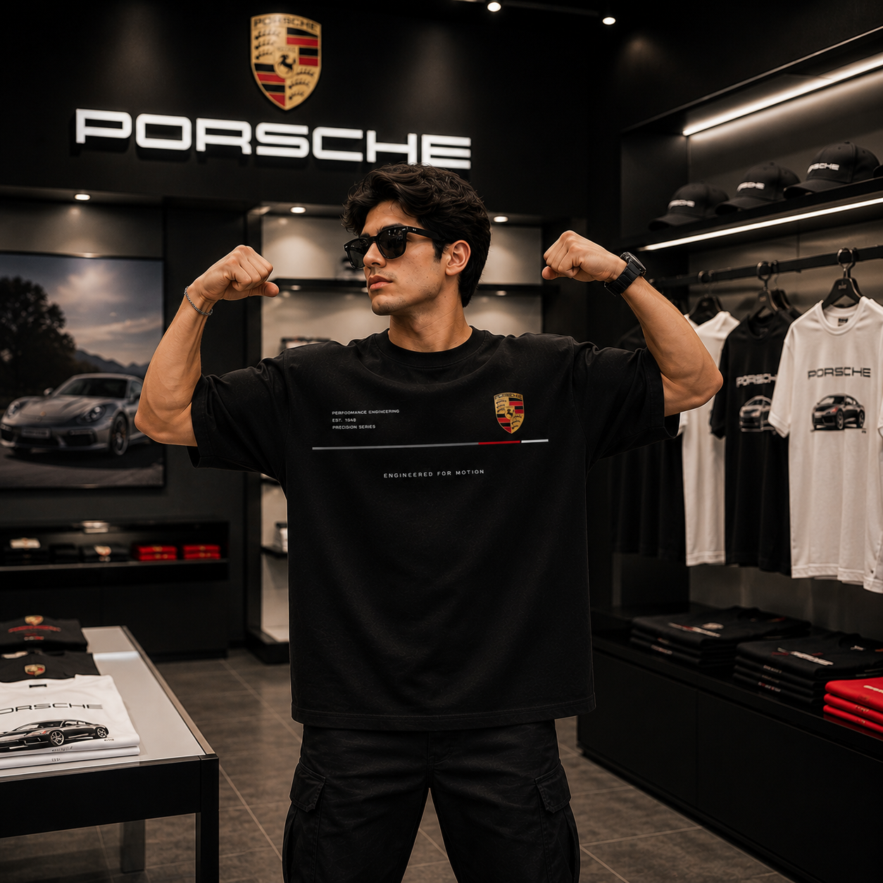 Porsche Motorsport Oversized Black T-Shirt