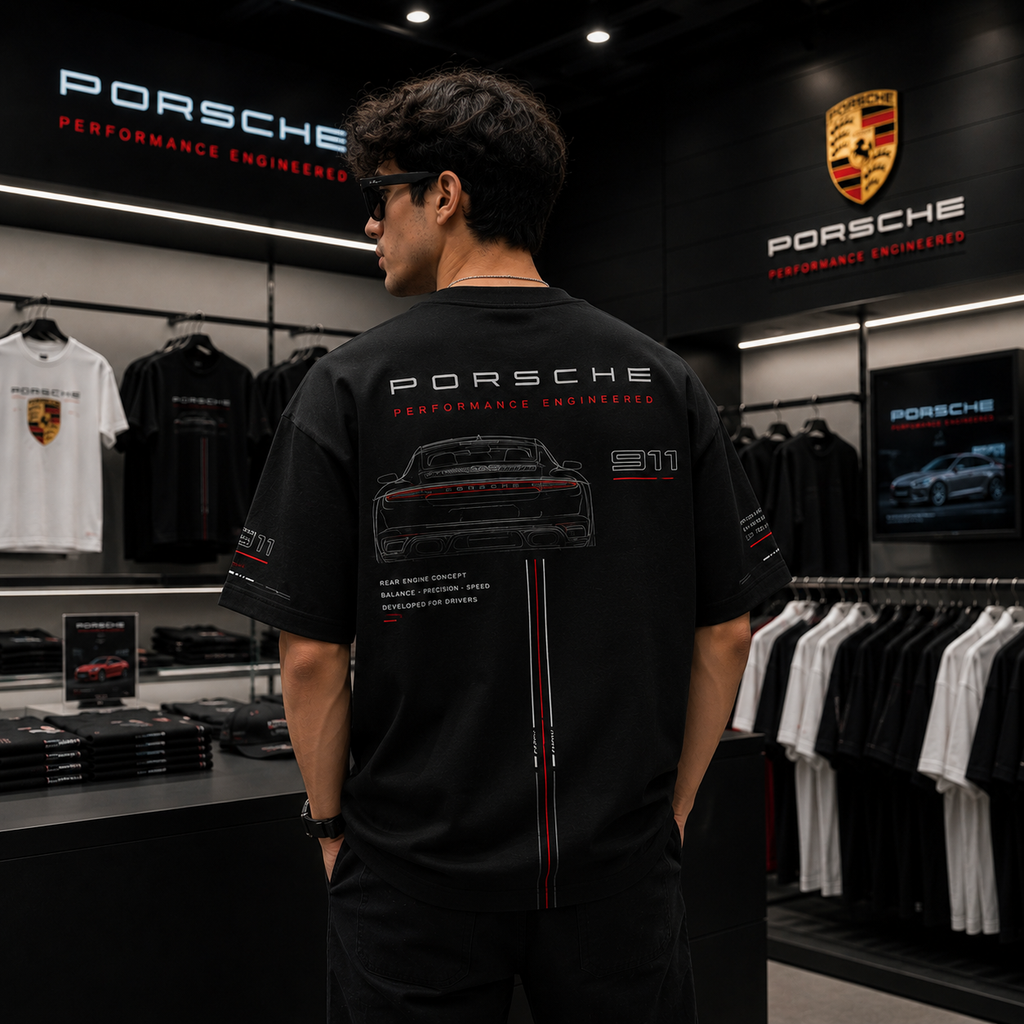 Porsche Performance Engineered Oversized Black T-Shirt