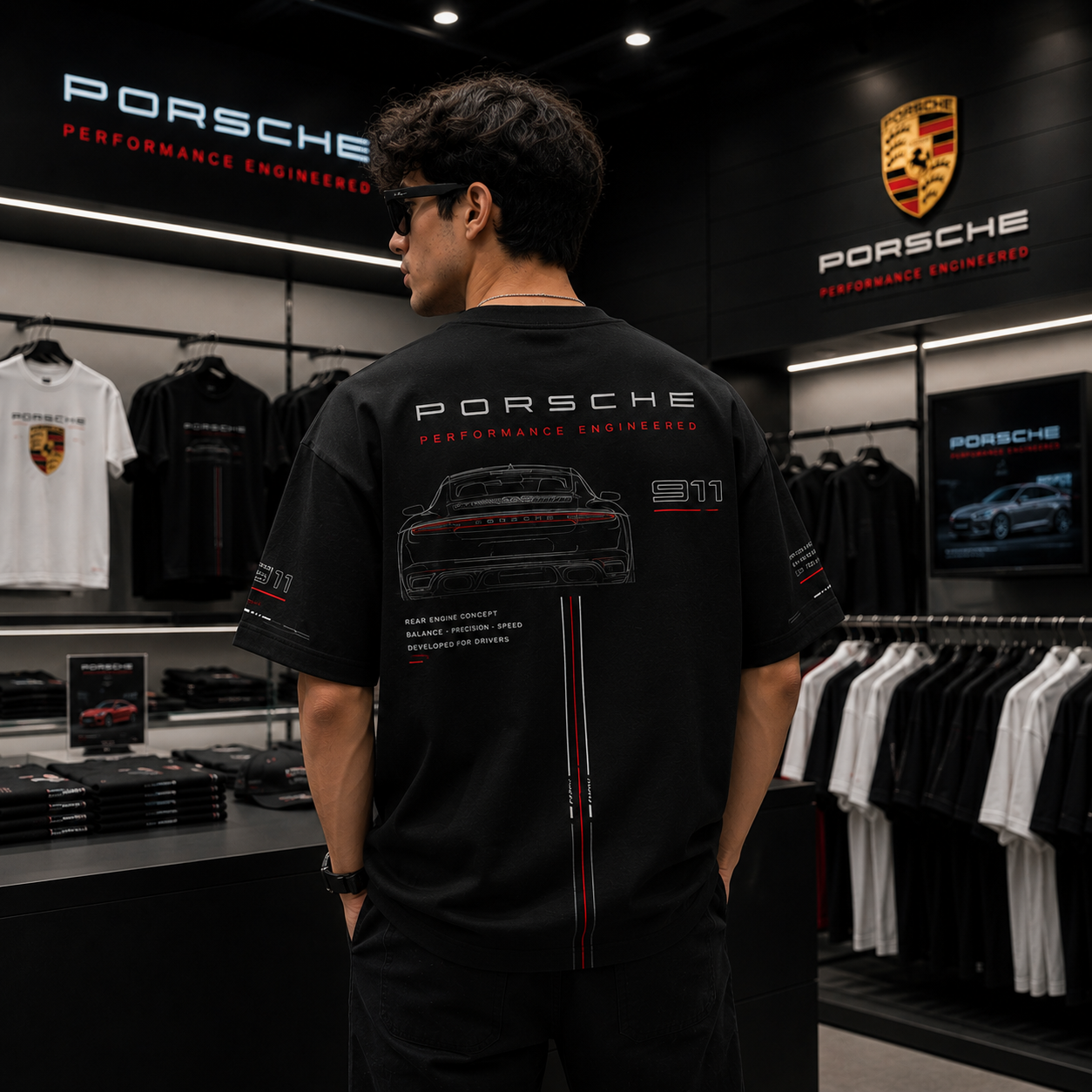 Porsche Performance Engineered Oversized Black T-Shirt