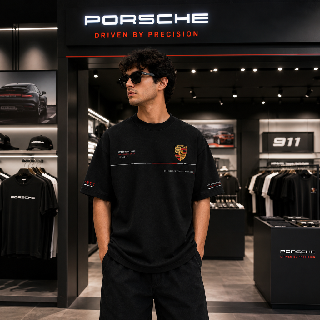 Porsche 911 Oversized Black T-Shirt