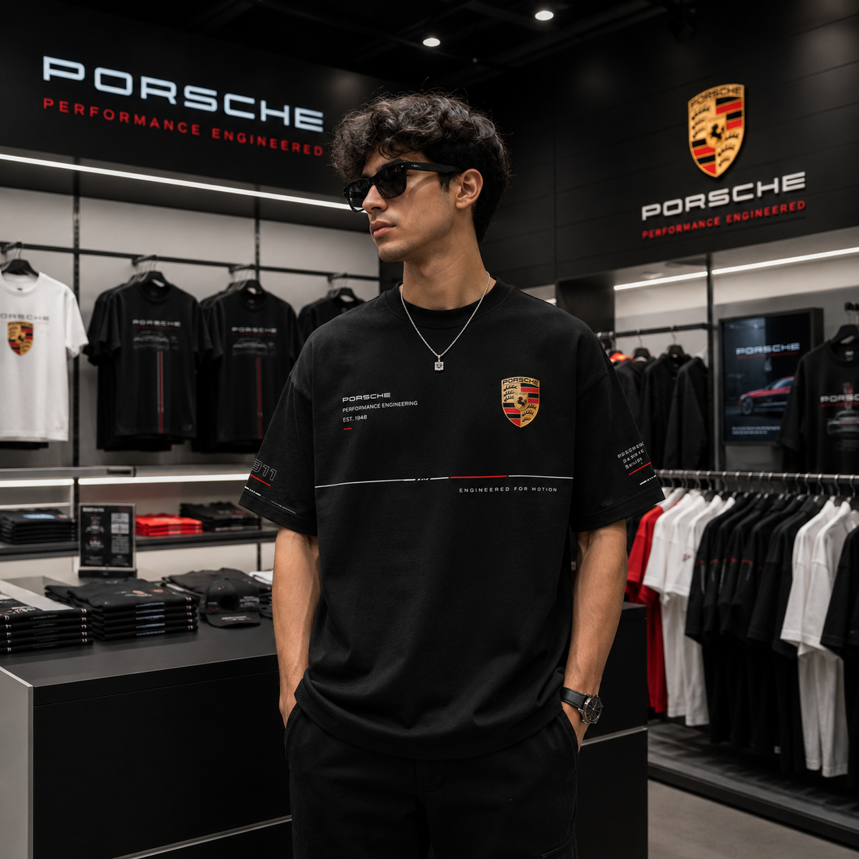 Porsche Performance Engineered Oversized Black T-Shirt