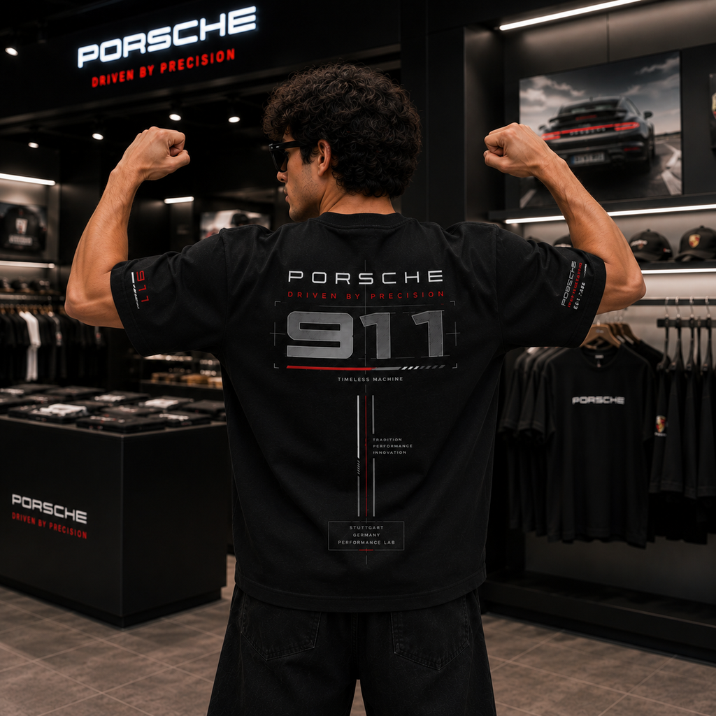 Porsche 911 Oversized Black T-Shirt