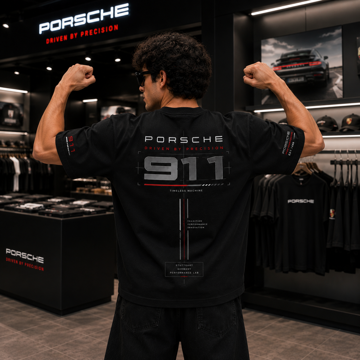 Porsche 911 Oversized Black T-Shirt